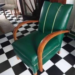 Art Deco restored Vintage 1930s Bentwood fireside chair in faux leatherette