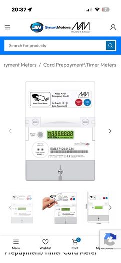 Card top up electricity meter