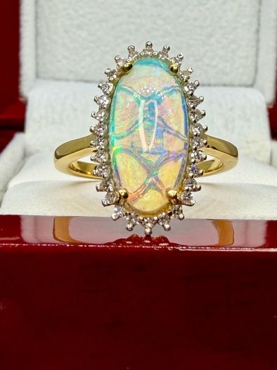 Opal Lab-Grown Diamond Halo Ring