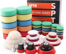 Polishing Pads for Drill, 36PCS 25mm/50mm/80mm Polishing Sponge Wool Buffing Pads Set for Car Polishers Polishing Machine with 1pcs M14 Drill Adapter for Polishing, Sanding, Waxing