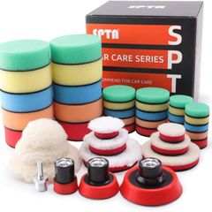 Polishing Pads for Drill, 36PCS 25mm/50mm/80mm Polishing Sponge Wool Buffing Pads Set for Car Polishers Polishing Machine with 1pcs M14 Drill Adapter for Polishing, Sanding, Waxing