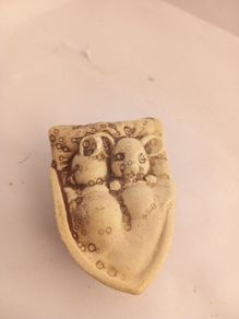 vintage ceramic two mouse sleeping in nut shell antique ceramic Pottery figurine