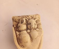 vintage ceramic two mouse sleeping in nut shell antique ceramic Pottery figurine