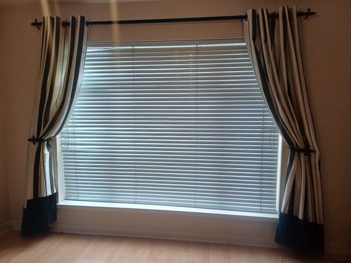 Black Metal Curtain Pole & Tiebacks