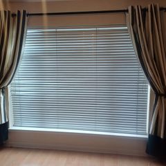 Black Metal Curtain Pole & Tiebacks