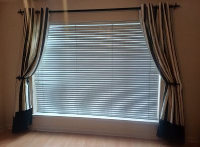 Black Metal Curtain Pole & Tiebacks