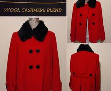 Cashmere Wool Red Occasion coat Jacket