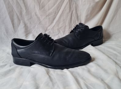 ecco tray tech single toe shoes Size 9 eu 44 black leather in good condition