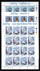 2001 Ireland Sailing (Ruffian, Howth, Sports boat & The Glen) Commemorative Stamps Sheetlet Plate 1B1B1B1B Mint Never Hinged (MNH).