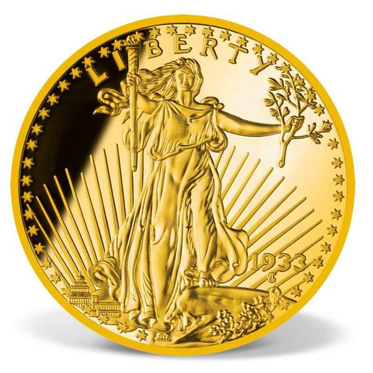 24K Gold Layered Giant (110 grams) Commemorative Replica 2012 of Gold Double Eagle 1933