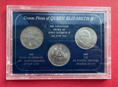 Great Britain  Three Crown  Coins Of Queen Elizabeth 11 ( Uncirculated )