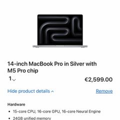 Macbook Pro M5 Pro 1TB 24GB 16c GPU 15c CPU - New Sealed
