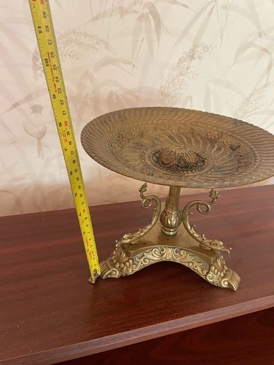 Vintage Ornate Cast Metal Pedestal Fruit Bowl