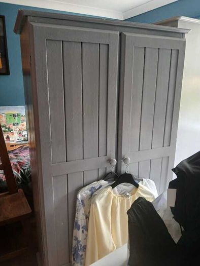 Grey painted wooden wardrobe