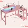 L-Shaped RGB Gaming Desk 132CM with Power Outlets & USB Image 8