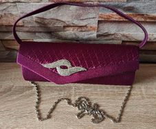 Grape/Burgundy satin bag with diamonds cluster.