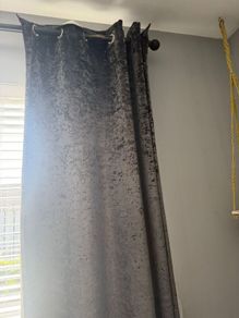Charcoal Crushed Velvet Curtains SET