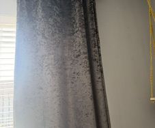 Charcoal Crushed Velvet Curtains SET