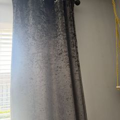 Charcoal Crushed Velvet Curtains SET