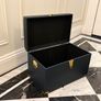 Elegant Blue Storage Chest / Trunk with Brass Hardware Image 2