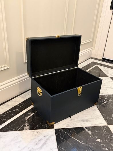 Elegant Blue Storage Chest / Trunk with Brass Hardware