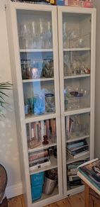 IKEA BILLY / OXBERG white bookcase with glass doors
