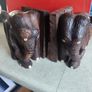 SET OF 2 Large Carved Vintage  Elephant BOOKENDS. Image 8
