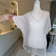 Brand-new White Honeycomb Short Sleeved Top from New Collection