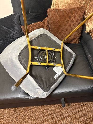 Grey Velvet Accent Swivel Chair with Gold Legs