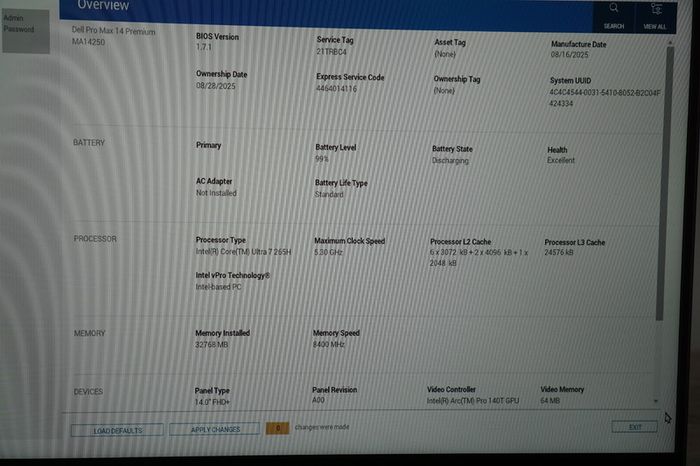 New Dell Pro Max 14 Premium | Core Ultra 7 265H | RTX PRO 1000 Blackwell | 32GB 8400 MT/s | 512GB