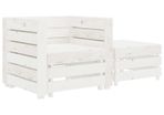 2 Piece Garden Pallet Lounge Set White Wood