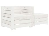 2 Piece Garden Pallet Lounge Set White Wood
