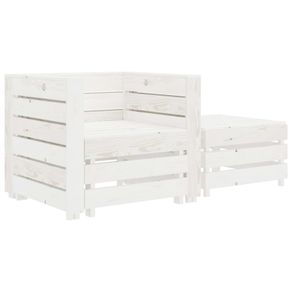 2 Piece Garden Pallet Lounge Set White Wood