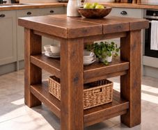 Handmade Rustic Solid Wood Kitchen Island