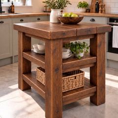 Handmade Rustic Solid Wood Kitchen Island