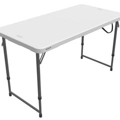 4 x 2 ft (122 x 61 cm) Rectangular Light Commercial Fold-in-Half Folding Table with 3 Adjustable Heights of 24/29/36 inch (FREE POSTAGE)