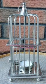Vintage Silver Plated Bird Cage T-Light Holder