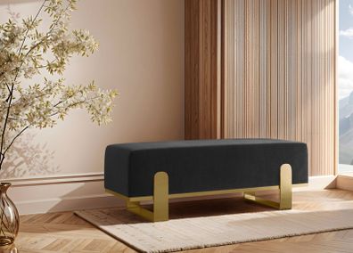 Aria Modern Velvet Bench with Gold Metal Legs Elegant Hallway 100cm