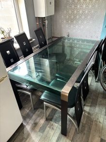 Modern Glass Dining Table + 6 Chairs