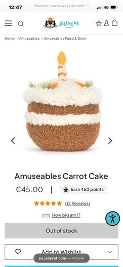 New JELLYCAT Amuseables Carrot Cake