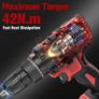 Drill Driver 21V, Bamse Cordless Hammer Drill with 2 Batteries 2.0Ah, 25+3 Torque, 42N.m Max Electric Drill, 30PCS Drill Bits, 2 Speed, LED Light for Home and Garden DIY Project (FREE POSTAGE) Image 5