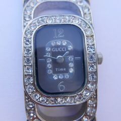 GUCCI Womens Quartz Dress Watch Crystal Encrusted Face And Strap