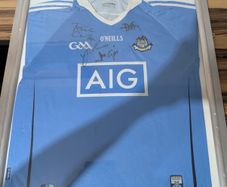 Framed and signed Dublin GAA jersey JIM Galvin and key players