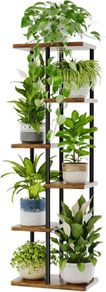 6 Tier Plant Stands Indoor, Corner Shelf Tall Plant Stand for Multiple Indoor Plants, Metal Tiered Display Stand for Living Room Balcony Garden Patio, Brown