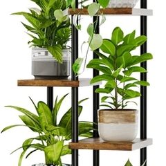 6 Tier Plant Stands Indoor, Corner Shelf Tall Plant Stand for Multiple Indoor Plants, Metal Tiered Display Stand for Living Room Balcony Garden Patio, Brown
