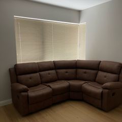 Brand New Brown Fabric Corner Recliner Sofa