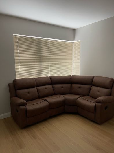 Brand New Brown Fabric Corner Recliner Sofa