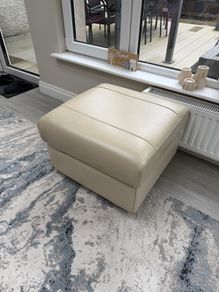 Cream Leather Pouffe