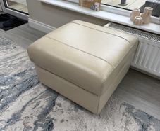 Cream Leather Pouffe
