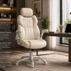 Executive Office Chair with Adjustable Headrest Ergonomic High-Back Desk Chair, 150kg Capacity